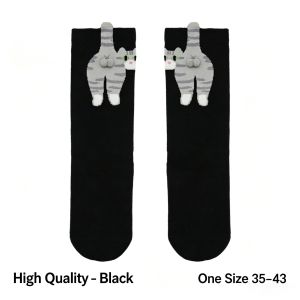 3D Cute Cat Socks Black/White Funny Cat Socks Breathable Soft Girl Women Novelty Stocking Kawaii Gift Sock Set