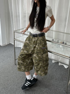 WILDAZI | American Retro Camouflage Work Pants Loose Wide Leg 7/8 Culottes