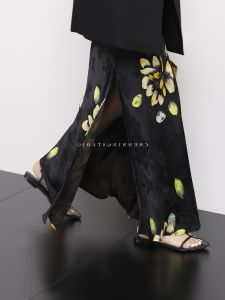 Váy Đuôi Cá in Hoa Thêu Cao Cấp Thanh Lịch Mùa Xuân 2024 Cạp Cao Chữ a Váy Midi Dài Bằng Vải Tổng Hợp