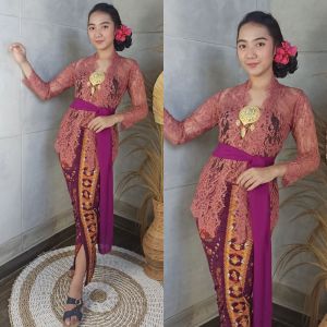 Cherrykebaya Setelan Kebaya Bali Semifrance Kaynna dan Rok Moscreft Batik Free Selendang Kebaya Bali Modern