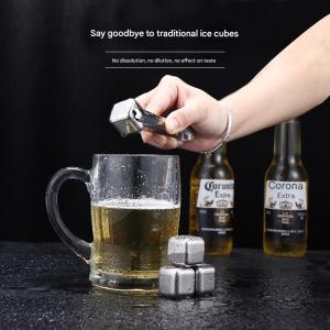 1/2/4 Pack Reusable Stainless Steel Ice Cubes with Clips Set for Beer Beverage Quick Freezing and Cooling