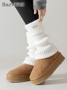 Warm Woolen Leg Warmers Shark Pants Long Tube Socks Womens Autumn Winter Thermal Knee High Socks Matching with Snow Boots