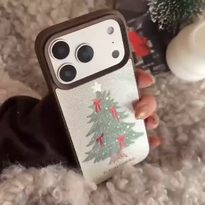 เคสแข็งลายต้นคริสต์มาสสีทองสำหรับ iPhone 11 12 13 14 15 16 17 Pro Max เคสศัพท์คริสต์มาสสำหรับ iPhone 15 Pro Max