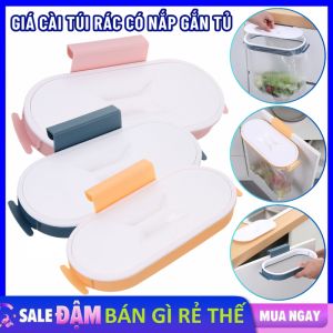 Giá Treo Túi Đựng Rác Cài Cửa Có Nắp Đậy Ngăn Mùi - Kệ Treo Túi Nilong Móc Treo Khăn Lau Bếp Tiện Dụng - Thùng Rác Treo Tủ Bếp - Móc Cài Cửa Treo Túi Đựng Rác Đa Năng Tiện Lợi