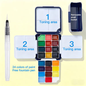 Bộ Màu Nước Bán Khô 24 Màu Faber Castell Hộp Thiếc Di Động Dành Cho Người Mới Bắt Đầu Học Sinh Đồ Dùng Mỹ Thuật Dụng Cụ Vẽ