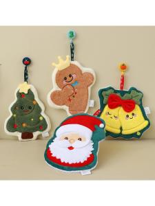 Creative Christmas Cartoon Hand Towel Absorbent Hanging Style Childrens Kitchen Handkerchief Water Absorbing Wipe Hand Towel