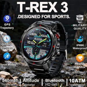 Military T-Rex 3 GPS Waterproof Smart Watch 1.46"HD AMOLED Built-in 6 Frequency Satellite Outdoors Sports Fitness Smart Bracelet