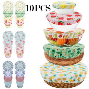 10Pcs Cloth Bowl Cover Stretch Lid Reusable Cotton Dust Cover Portable Food Storage Supplies for Picnic Home