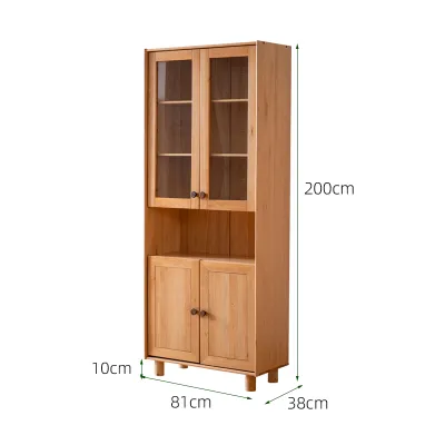 YIJU NIAO | Solid Wood Bookcase with Glass Doors