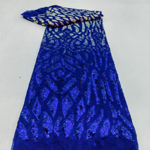 French Net Lace Fabric 2025 High Quality African Embroidered Nigerian Sequins Tulle Lace Fabric 5 Yards For Sewing Party Dresses