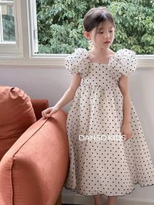 Princess Style Polka Dot Mesh Dress Lightweight Summer Birthday Girls Dress Tagkita Brand Frock for Ages 3-15