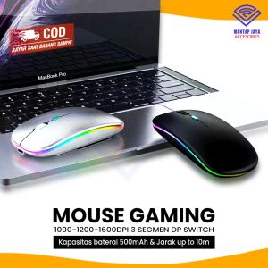 COD - GAMING MOUSE BLUETOOTH WIRELESS 2.4G LED SILENT CLIK RE-CHARGEABLE