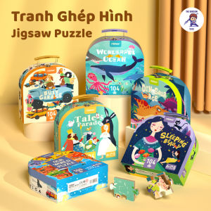 Tranh Ghép Hình Mideer 104 Mảnh Cổ Tích / Khủng Long- Bộ Xếp Hình Vali Nhiều Chủ Đề Jigsaw Puzzle