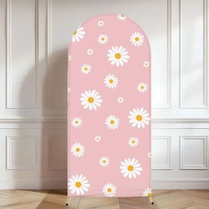 VIKAMA Daisy Flower Arch-Shaped Background for Baby Shower Birthday Party Decoration Bridal Shower Photography Background