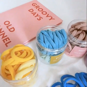 50pcs Hair Tie Set with Box Colorful Macaron Hair Rope High Elastic Plain Color Ponytail Hair Tie for Girls Women Hair Accessories