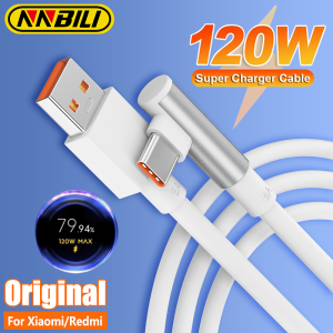 NNBILI 120W 6A USB Type C Turbo Charge Cable For Xiaomi 15 14 13 12 Pro Poco F4 GT Redmi Note 13 12 K60 90 Degree Type C Cable