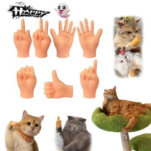 7PCS/set Mini Hands for Cats Tiny Hands for Cats Crossed Soft Rubber Finger Puppets for Cats Dogs Halloween Party Accessories