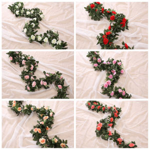 1/3pc Silk Rose Artificial Vine Hanging Flowers Wall Christmas Rattan Plant Leaves Garland Outdoor Wedding Home Table Decoration