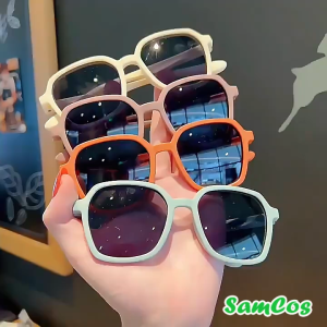 Kính râm thời trang trẻ em phom vuông chống tia UV gọng silicon phân cực cho bé SamCos