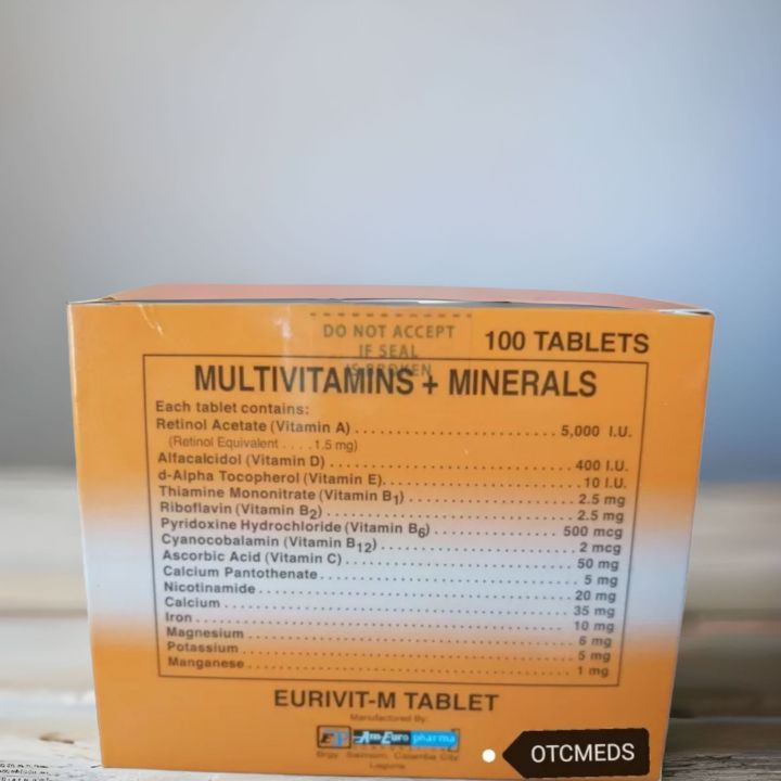 EURIVIT M Multivitamins + Mineral Tablets 100's Lazada PH