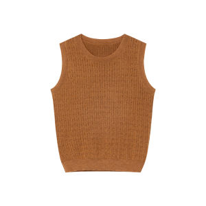 Round Neck Braided Knit Sleeveless Top For Women