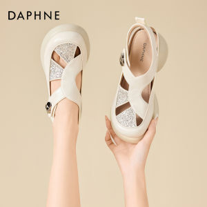 Daphne | Dép Sandal Gót Dày Thoáng Khí Tăng Chiều Cao Có Dây Rút