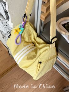 Fashionable Sport Fitness Bag Womens Large Capacity Yoga Bag Single Shoulder Crossbody Travel Bag Soft Nylon Casual Handbag