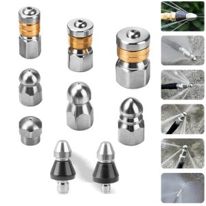 1/8 1/4 3/8 High Pressure Sewer Jetter Pressure Drain Jetter Hose Nozzle for Toilet Industrial Pipelines Kitchen Sewers 5000 PSI