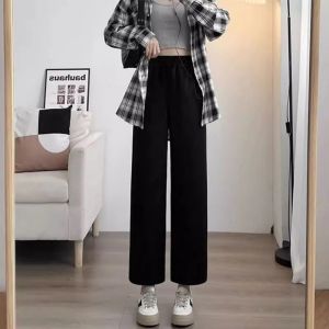 Womens Straight Leg Wide Leg Pants Summer Thin Loose Casual Nine Points New Style Breathable Drapey Casual Pants