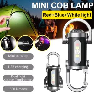 ซังทำงานแบบพกพาพวงกุญแจไฟฉาย USB ชาร์จไฟได้ไฟเตือนฉุกเฉินสำหรับตั้งแคมป์เดินไฟกระเป๋า