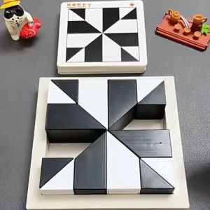 Baby Shine 3D Wood Hiding Blocks Mainan Game 3D Geometri Puzzle Mainan Puzzle Tangram
