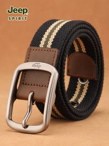 Jeep Canvas Belt for Men Casual Youth Trendy Korean Version Jeans Buckle Weaving Pants Belt Alloy Buckle Light Surface Treatment
