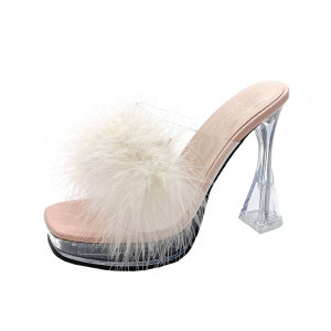 Fairy Style Ultra High Heels Waterproof Platform Outdoor Wear Crystal Sandals 12CM Block Heel PU Upgraded Summer New