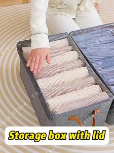 Cabinet Organizer Storage Box Foldable With Cover Clothes Storage Box Steel Frame Toys Baby Clothes
