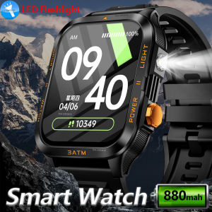 2025 New Military 880mAh Battery Smart Watch 3ATM Waterproof Flashlight Heart Rate Sleep Monitoring Sport tracker Smartwatch Men