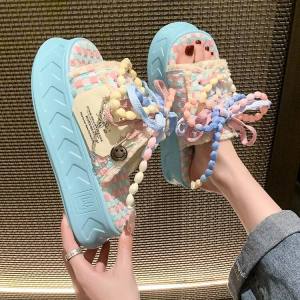 Dép Đế Dày Chống Trượt Thời Trang Mùa Hè Cho Nữ Dép Đế Cao Su PU Thường Ngày Dép Đế Xuồng Một Từ Thoải Mái