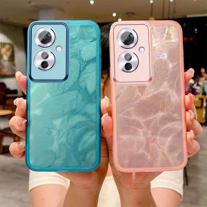 OppoA60 4G 2024 Case For OPPO A60 OppoA60 A 60 4G 2024 Phone Casing Back Cover Glitter Soft TPU Silicone Flexible Bling Feather Pattern Shockproof Bumper Camera Lens Protect