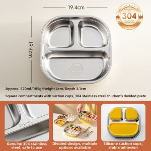 onlycook | Suction Stainless Steel Baby Feeding Tray