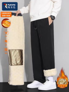 TUCANO Mens Graphene Lamb Velvet Thickened Winter Casual Pants Straight Leg Long Trousers Warm Cotton Pants Youth Fashion