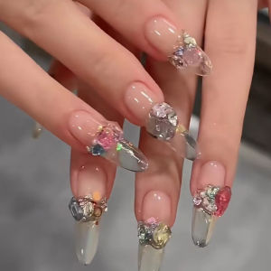 Handmade Detachable Wearable Nail Stickers Glowing White Star Design False Nails Removable Beauty Tools from China Wubingying