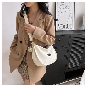 Casual Canvas Dumpling Shaped Crossbody Bag for Women Commuter Friendly Summer Single Shoulder Bag Versatile And Stylish