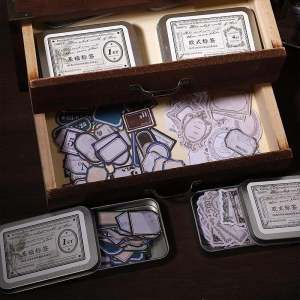 Large Capacity Tomato Sauce Girl Iron Box Sticker Label 100 Series 100 Sheets Basic Frame Sticker Label Tomato Sauce Girl