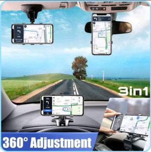 HOLDER MOBIL HANPHONE JEPIT DASHBOARD 3in1 CAR PHONE HOLDER SPION 360DERAJAT SPION KACA ORIGINAL SUN VISOR ORIGINAL REARVIEW MIRROR DESKTOP MULTIFUNGSI COD