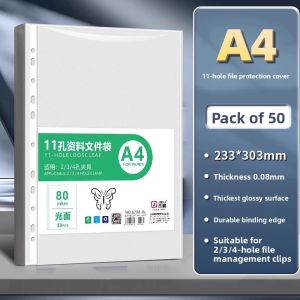 Geli 8C Extra Thick High Definition 11 Hole File Folder Transparent Plastic A4 Sheet Music File Folder Loose Leaf Insert Pocket Plastic Binder