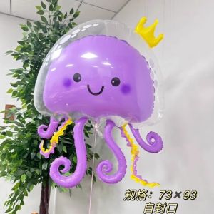 1pcs 3D Double-layer Bubble Jellyfish Balloons Aluminum Film Balloon Ocean Themed Birthday Party Childrens Day Decor
