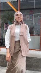YEPPUOUTFIT - Habin Vest | Basic Vest Sleveless Skena Outfit Hijab Style Bahan Linen Twill Nyaman