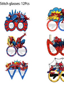 New Spiderman Birthday Party Props Paper Glasses Hero Theme Childrens Party Decorations Photography Accessories