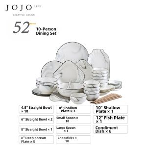 JOJO LIFE | Trendy Luxury Marble Pattern Tableware Set Black