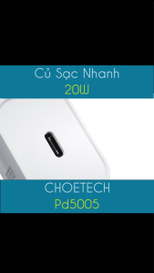 Cóc củ sạc nhanh PD 20W Type-C công nghệ Ai điều chỉnh dòng điện hiệu CHOETECH Q5004 sạc cho điện thoại / laptop / iPad / iPhone Vật liệu ABS chống cháy Công nghệ bảo vệ an toàn sạc