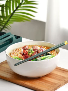 ชามเซรามิกสีขาว ชามทาน้ำซุป ชามข้าว ชามต้มยำ กะรัต ลายดอกไม้ ทรงกลม ขนาดใหญ่ สำหรับใช้ในบ้าน